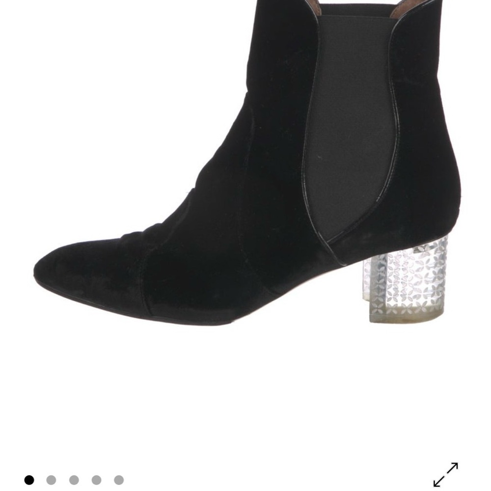 Alaia Black Velvet Vintage Ankle Boots with Clear Block Heel/Statement Shoes!!!